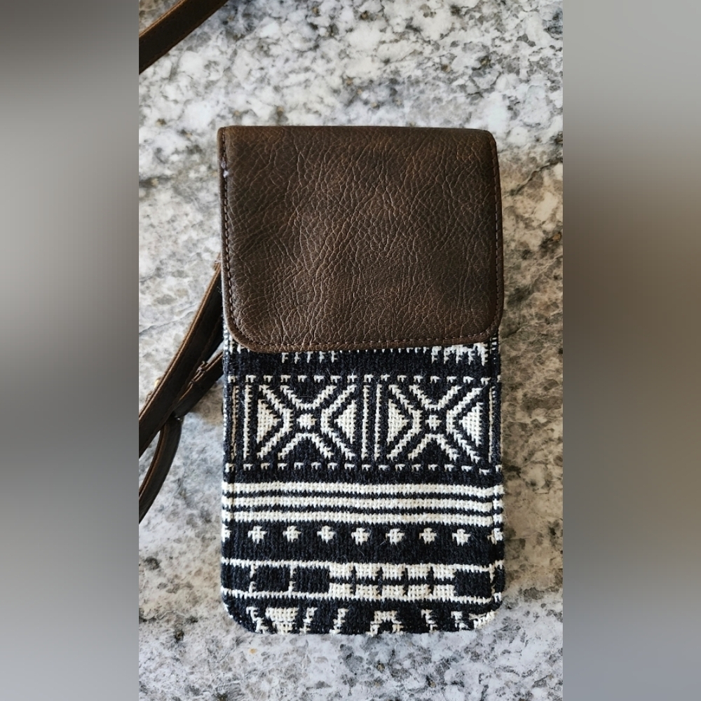 Thirty-One Brown and Black Patterned Crossbody Bag
